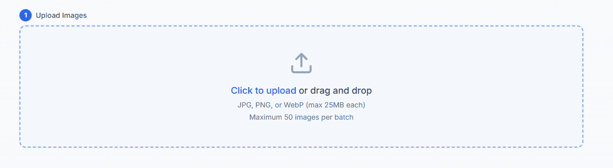 Step 1: Upload images