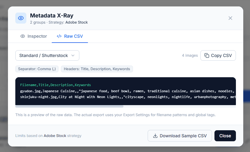 Step 4: Export metadata